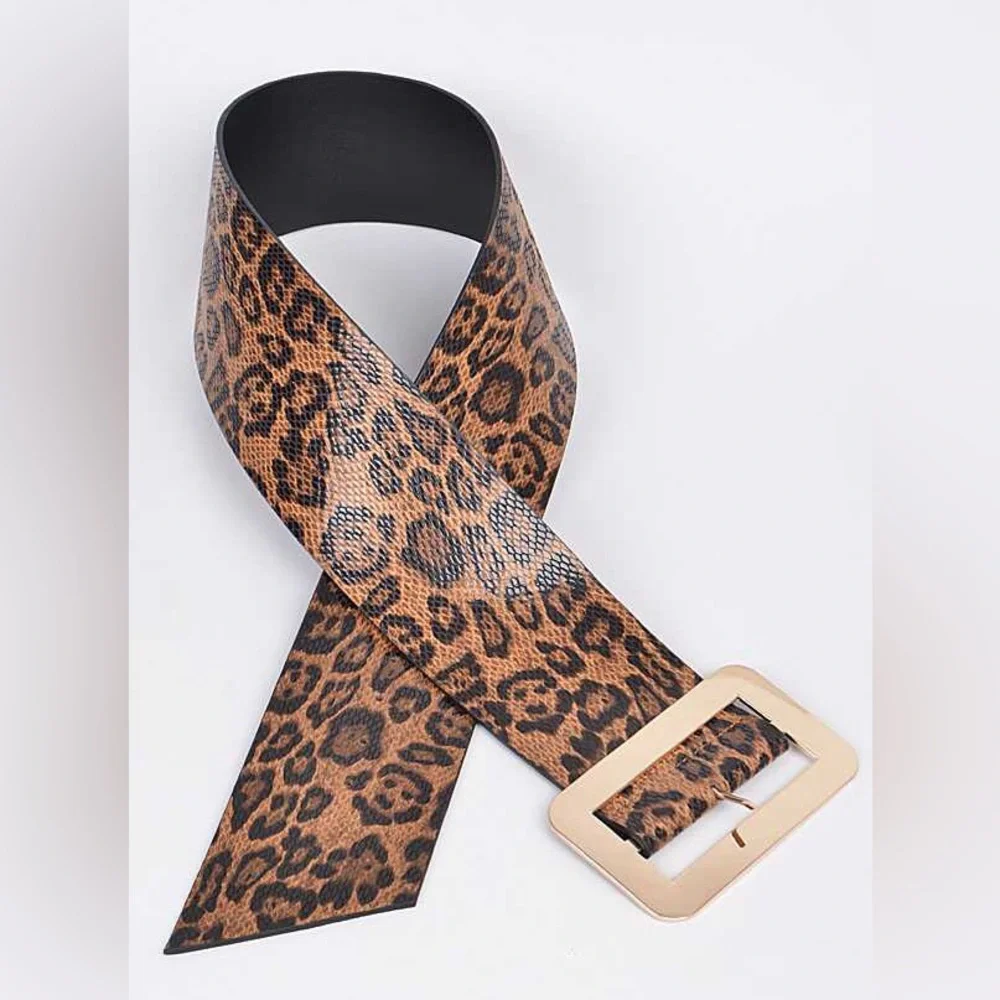 Leopard Vegan Leather Waist Statement Belt